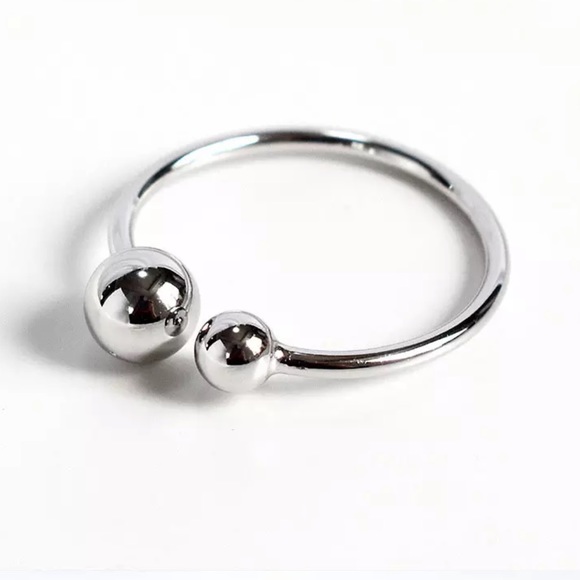 NEW 925 STERLING SILVER ROUND BALL BEADS ADJUSTABLE RING, CUTE RING, SHINY RING. - Picture 5 of 6